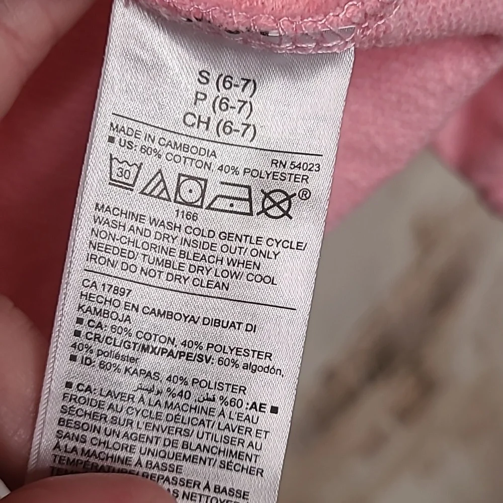 Old Navy girls Small pink metallic neon Love long sleeve sweatshirt hoodie